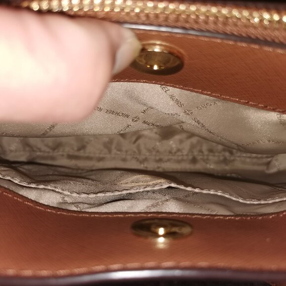 Cognac/Gold Saffiano Leather Satchel/Crossbody EUC #251 - Picture 12 of 14